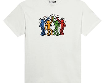 Keith Haring inspired &quot;Peace, Unity, Love&quot; Unisex Crewneck T-shirt