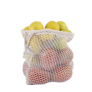 Reusable Organic Cotton Mesh bags with drawstring -  Breathable Mesh Produce bags for Vegetable and Grocery Storage - In Different Sizes