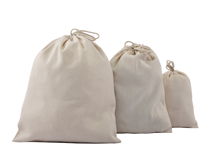 100% Cotton Canvas Reusable Produce Muslin Bags – Multipurpose Drawstring Storage Pouch for Everyday Use