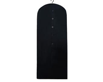 Borse porta abiti in cotone nero con bottone e cerniera laterale, organizer per guardaroba, borsa portaoggetti pieghevole per abiti da sposa, protezione per abiti in 100% cotone