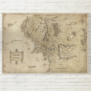 Mapa filmu Władca Pierścieni, płótno artystyczne z mapą świata, antyczna mapa ścienna, antyczna mapa Śródziemia 3D płótno, dekoracja ścienna z mapą darmowa wysyłka