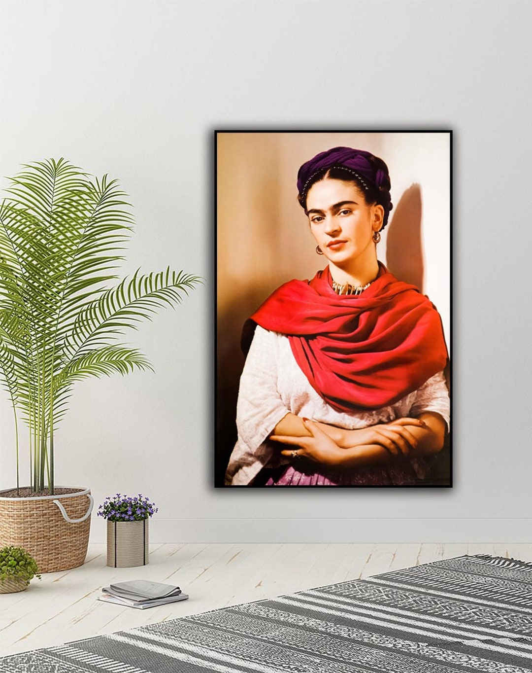 Frida Light Frida Kahlo Art Canvas Frida Kahlo Light Purplish Red Scarf - Etsy