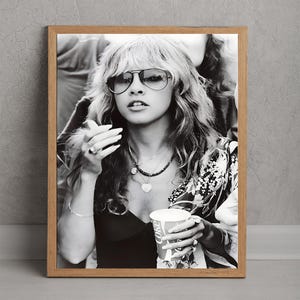 Stevie Nicks Music Poster, Wall art, Canvas Painting, Living Room, Home Decor, Retro Canvas,Ready to Hang, Black and White Art, Large Canvas
