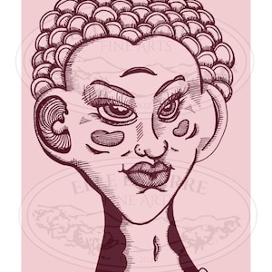 Serie Funky Faces: #5 di Elle Estérre - Illustrazione grafica disegnata a mano, stampabile su poster 18x24