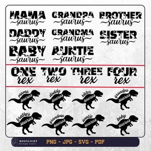Familie Saurus bundel svg png, dinosaurusfamilie svg png, Mama Saurus Svg, Dada Saurus Svg, t-rex svg png, dinosaurus svg png, bijpassende familie