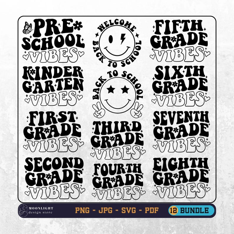 Back to School Svg Png Bundle, Kindergarten Svg, Pre School Svg, School ...