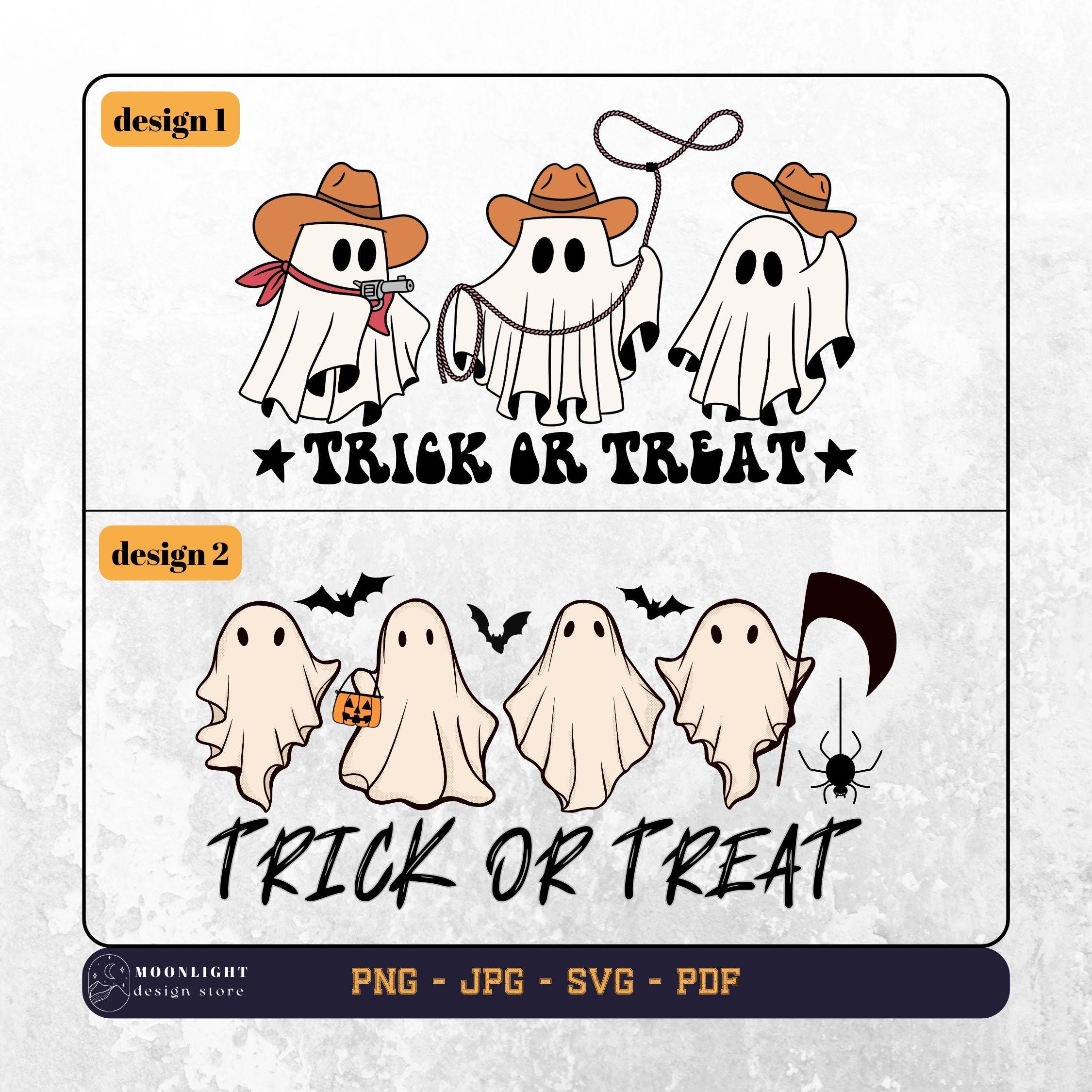 Trick or Treat png, Trick or Treat svg, Happy Halloween, boho ghost svg png, Cowboy Ghost svg png, Halloween shirt, spooky season