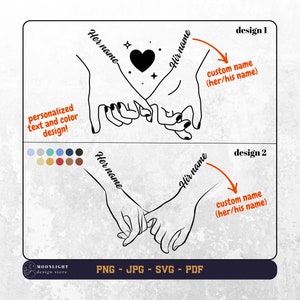 Händchen halten SVG, Liebe, Anfertigen mit Ihrem eigenen Text, Liebes-Hände-Design Personalisierter Text, benutzerdefinierter Text svg png, svg-Dateien für Cricut