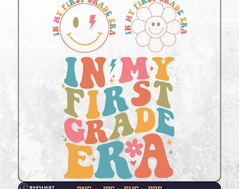 in my first grade era svg, in my first grade era png, first grade svg, first grade png, Back To School Svg Png, School Vibes, Wavy Text