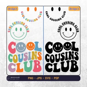 Svg Cool Cousins Club, Cool Cousins Club png, Svg de cousins, Svg de chemise cousins, Svg de drôles de cousins, Cousins ondulés texte svg png, fichier numérique