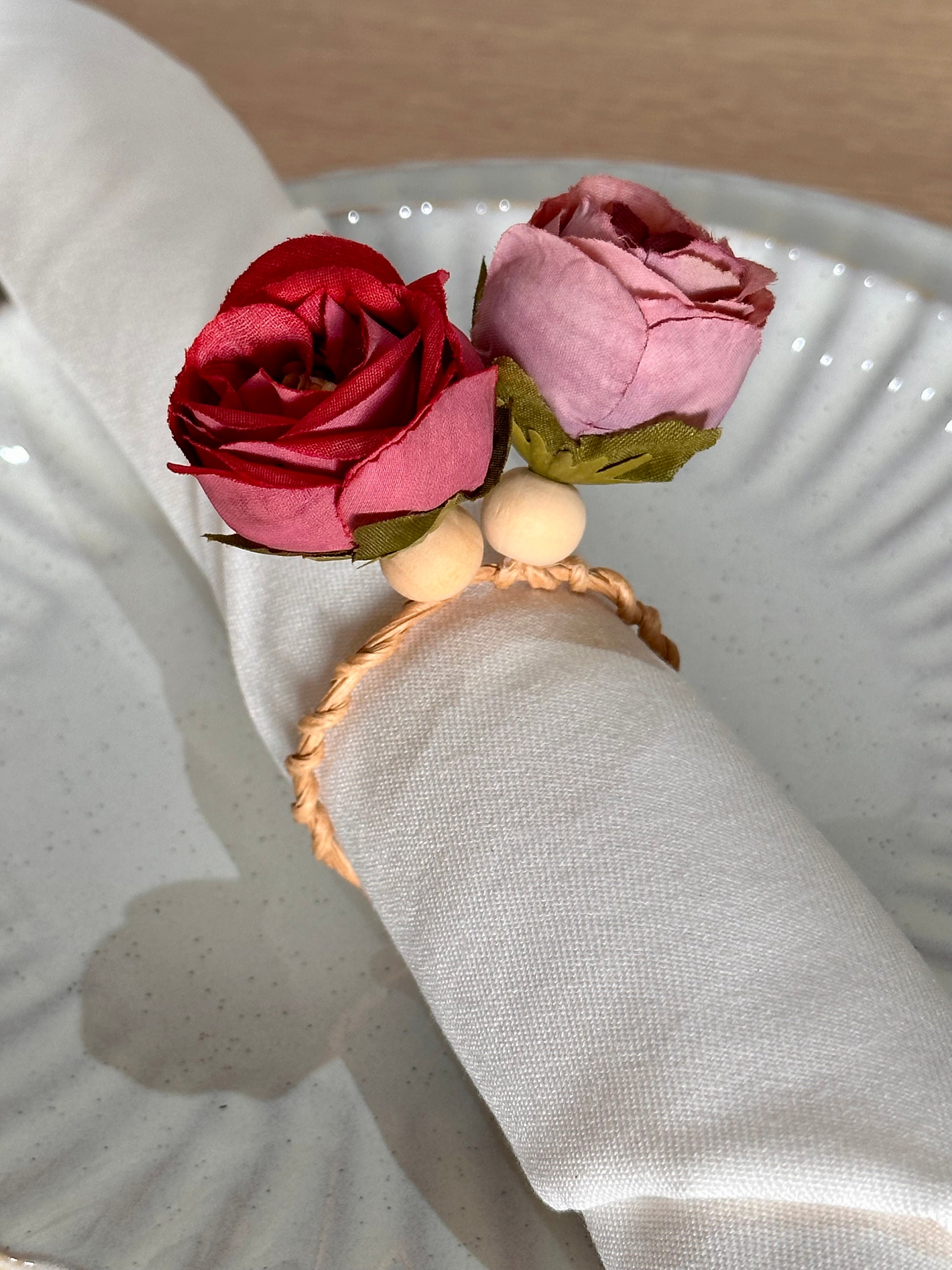 Silk flower hot sale napkin rings