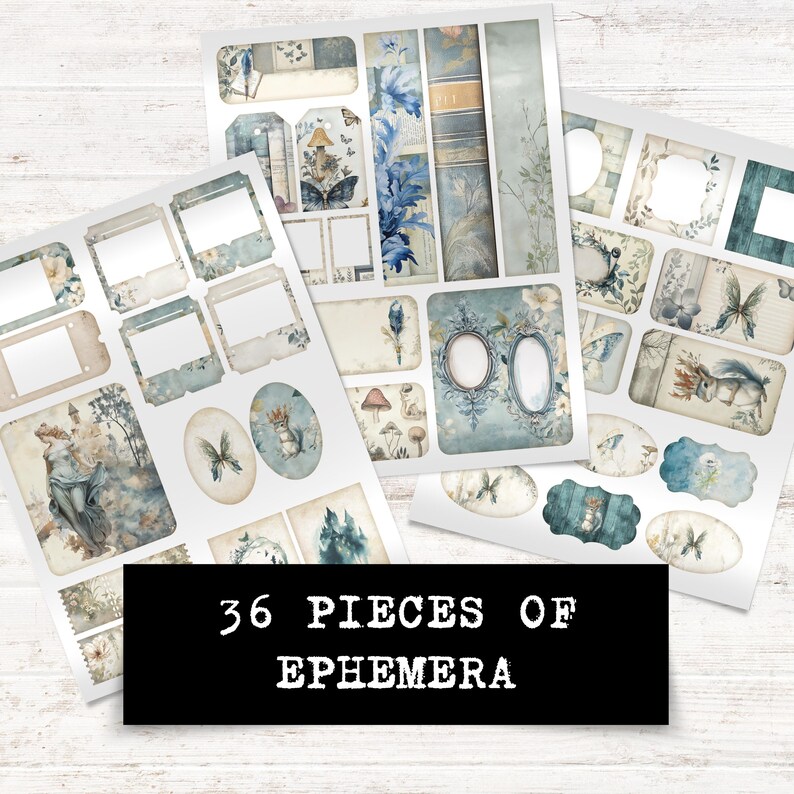 Bookish Garden Junk Journal Kit: Vintage Floral Ephemera (digital ...