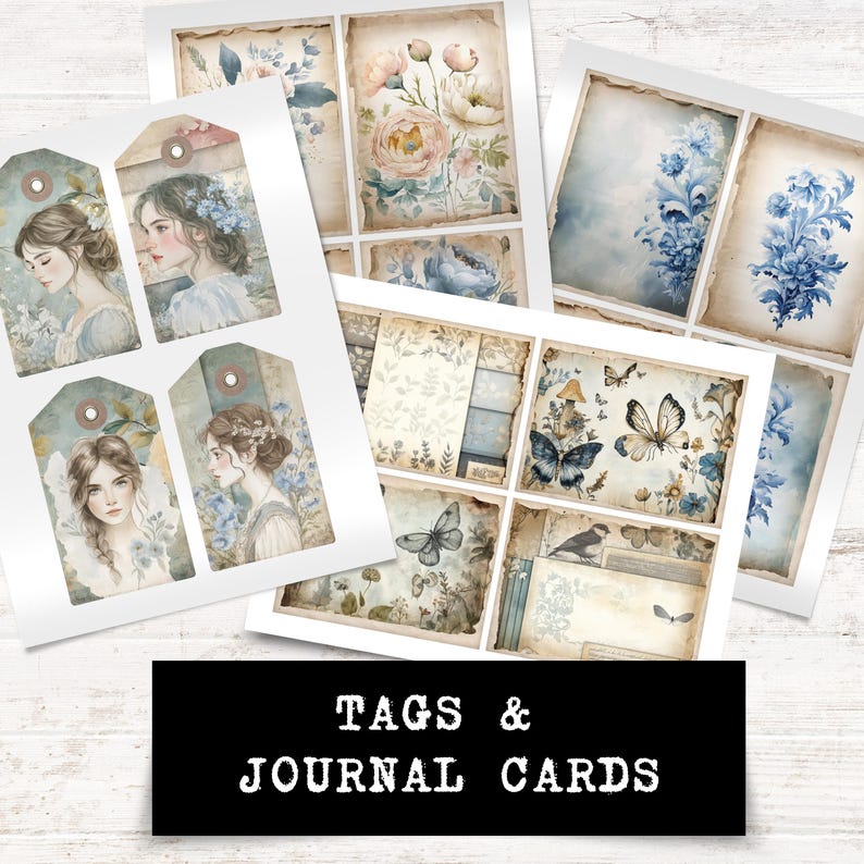 Bookish Garden Junk Journal Kit: Vintage Floral Ephemera (digital ...