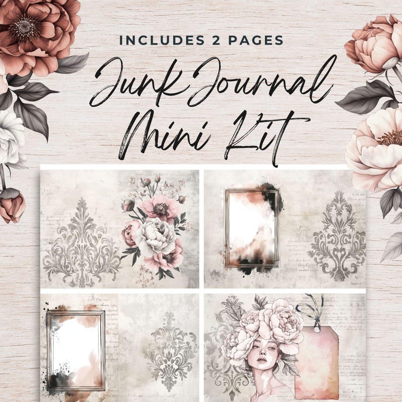 Junk Journal Mini Kit Printable, Vintage Ephemera Set, Stickers and ...
