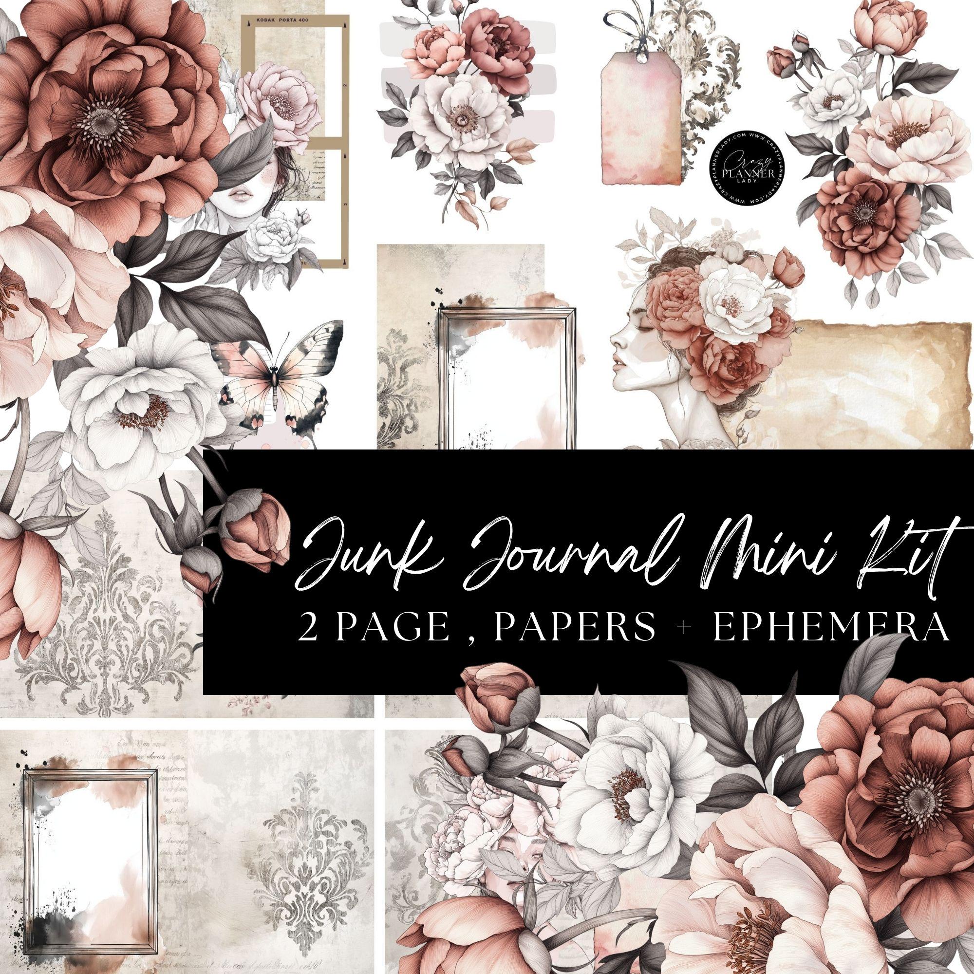 Junk Journal Mini Kit Printable, Vintage Ephemera Set, Stickers and ...