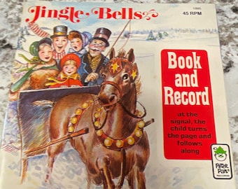 Peter Pan Records Jingle Bells 7" 45RPM Black Vinyl Book & Illustrated 1995
