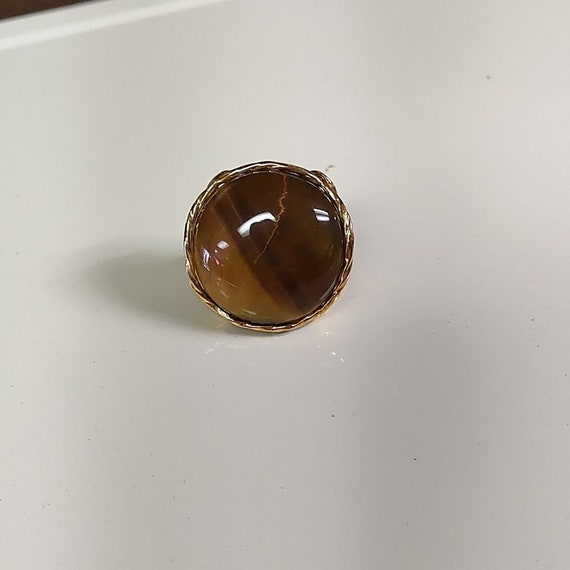 Vintage Signed Seta Tiger Eye Ring - image 3