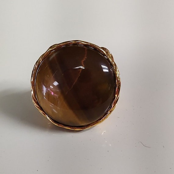 Vintage Signed Seta Tiger Eye Ring - image 1