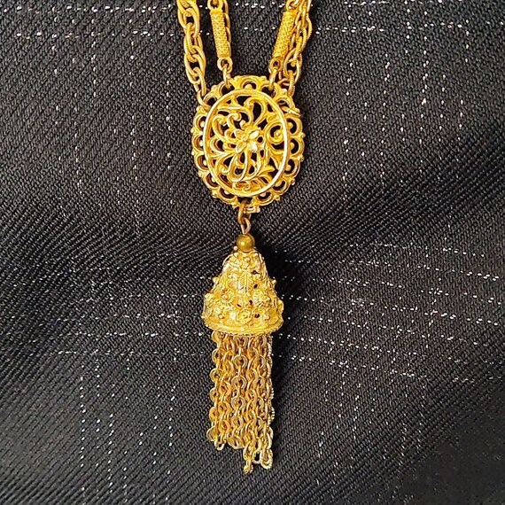 Vintage Kramer Goldtone Pendant Necklace - image 2