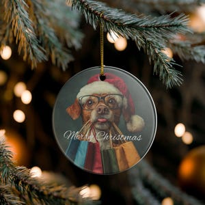 Merry Christmas Dog Ornament, Ceramic Holiday Decor, Pet Lover Gift, Christmas Tree Decoration, Unique Home Accent, Gifts for Dog Mom or Dad