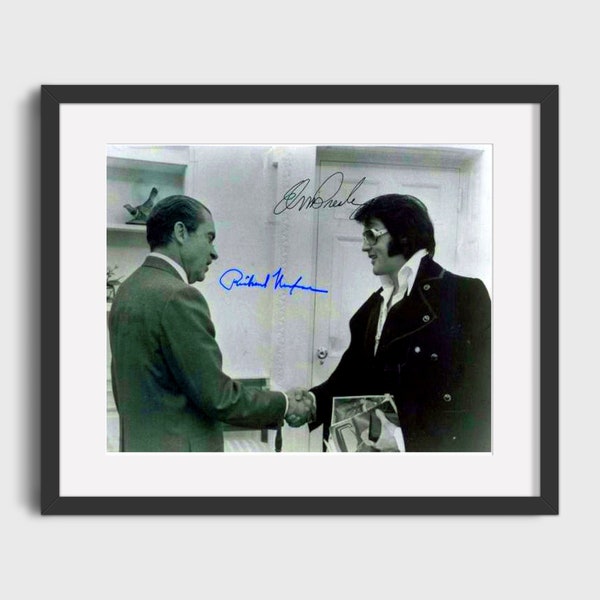 16x20 Framed Elvis And Nixon Autograph Promo Print - Shaking Hands