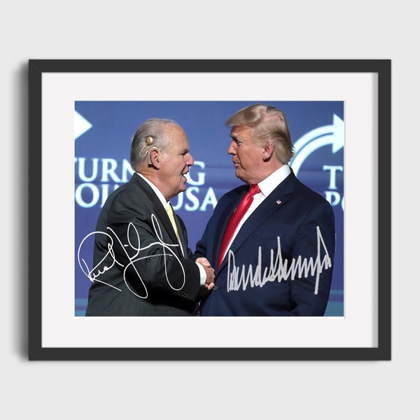 16x20 Framed Rush Limbaugh and Donald Trump Autograph Replica Print - Beacons of Democracy