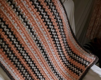 Crocheted Handmade Afghans, Handmade Baby Afghans, Handmade Crocheted Throws, Baby Shower Gifts, Peach Colored Afghans, Size 25x38 Inches.
