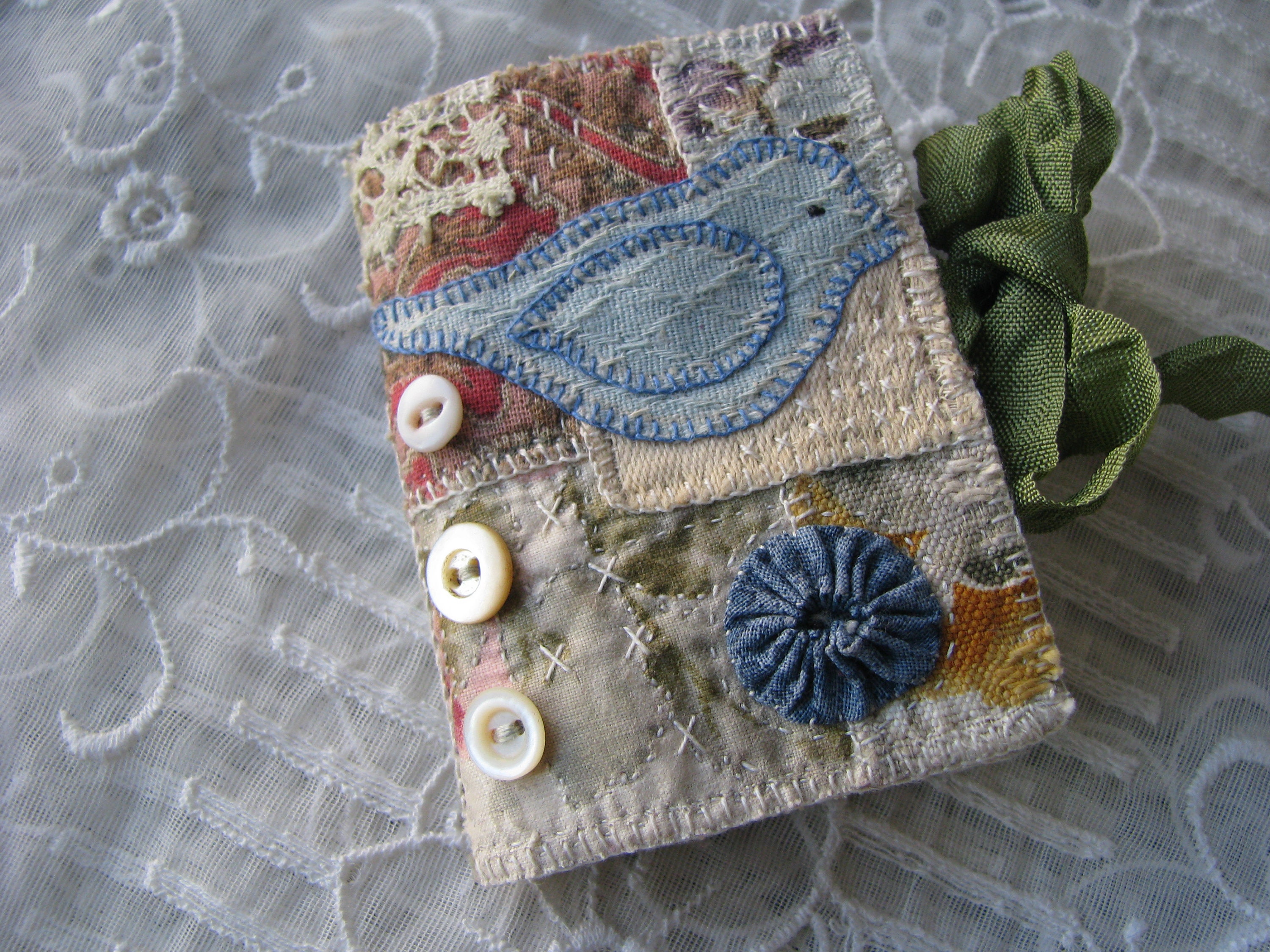 Slow Stitch Needle Book Kit, Blue Bird Needle Book Kit, Handmade Needle