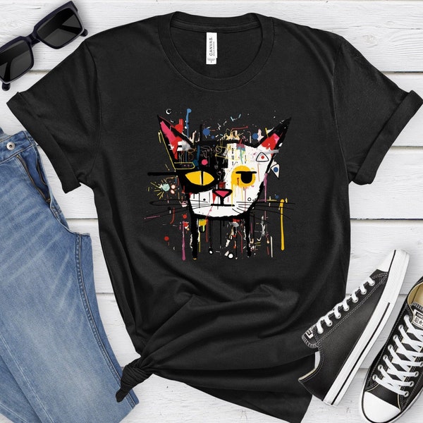Basquiat Cat Shirt, Cat Art Shirt, Cat Lover Shirt Gift, Funny Cat Shirt, Cat Mom Gift, Art Lover Shirt, Cat Lover Gift, Cat Graphic Tee