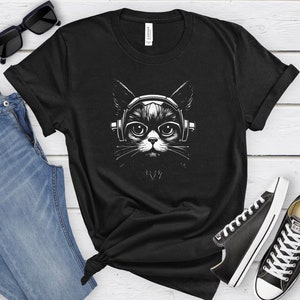 Cat Headphones Shirt, Cat DJ Shirt, Funny Cat Shirt, EDM Cat, Music Shirt, Cat Lover Gift, Music Lover Gift, Funny Pet Shirt, Cool Cat Shirt