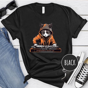 Funny Cat DJ Shirt, Cool DJ Cat TShirt, Electronic Music Cat Tee, Cat Mom Dad Shirt, Cat Lover Gift, Music Lover Shirt, Unique Gift for DJ