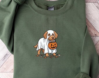 Goldendoodle Halloween Sweatshirt, Ghost Dog Sweatshirt, Doodle Dog Mom Halloween Gift, Spooky Season Dog Lover Sweater