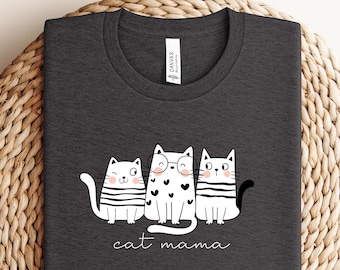 Cat Mom Shirt for Mothers Day Cat Gift, Cat Mama Gifts, Funny Cat Shirt Womens, Cat Lover Shirt Gift for Cat Mom, Cute Cat Drawing Shirt