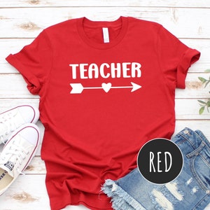 Teacher Arrow Shirt, Red for Ed T-Shirt, Wednesday Red for Ed, Red Teacher Shirt, Teacher Gift, Teacher Inspirational Tee, Cute Teacher Tee