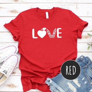 Love Teaching Shirt, Teacher Shirt Hearts Red for Ed Teacher Shirts, Teacher Apple Shirt, Love Shirt, Cute Teacher Inspirational Shirts