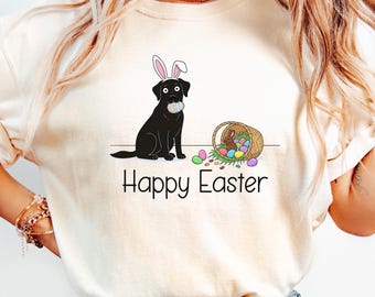 Happy Easter Bunny Dog Shirt Comfort Colors, Kids & Adults, Black Lab Bunny Ears Youth Tee, Funny Easter Dog Lover Gift, Spring Dog Shirt