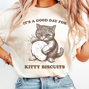 Comfort Colors 90s Retro Cat Shirt, Kitty Biscuits Vintage Meme Cat Tee, Funny Cat Kneading Baking Lover TShirt, Nostalgia Shirt for Baker