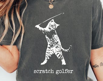 Funny Cat Golf Shirt, Cat Golfing Meme T-Shirt, Comfort Colors Vintage Pet Graphic Tee for Kids & Adults, Cat Dad or Mom Golf Gift