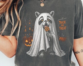 Halloween Raccoon Shirt, Comfort Colors Feral Ghost Raccoon Trick or Treat Tee, Funny Trash Panda Graphic Tee, Spooky Season Gift