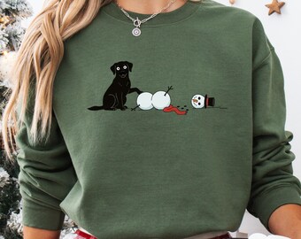 Sudadera navideña con perro, divertida sudadera navideña con perro, camiseta navideña con muñeco de nieve, regalo para amantes de los perros, linda sudadera navideña con perro, regalo para mamá perruna