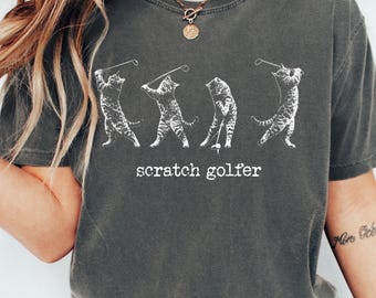 Funny Cat Golf Swing Shirt for Golf Lovers, Golf Meme T-Shirt, Comfort Colors Vintage Cat Graphic Tee for Kids & Adults, Cat Dad Gift