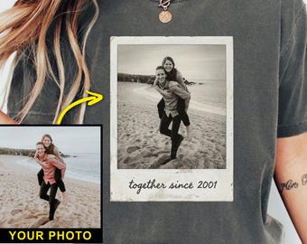 Custom Vintage Photo Shirt, Custom Comfort Colors Couple T-Shirt, Personalized Anniversary Gift, Your Own Picture Tee, Engagement Shirt