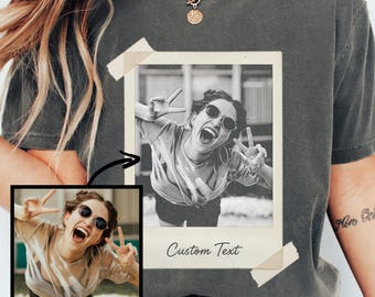 Custom Vintage Photo Shirt, Comfort Colors Personalized Upload Your Picture Tee, Custom Gift for Girlfriend, Boyfriend, Mom Photo T-Shirt