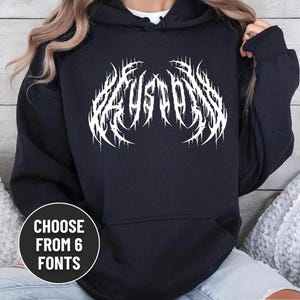 Custom Death Metal Sweatshirt, Personalized Death Metal Font Unisex Hoodie, Heavy Metal Lover Gift for Music Lover, Heavy Metal Goth Tee