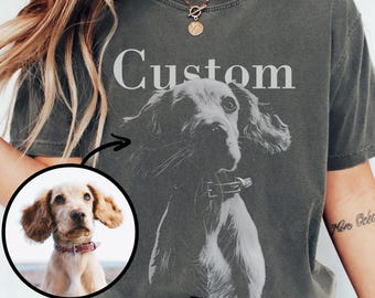 Custom Dog Photo Shirt, Comfort Colors Personalized Cat Vintage Portrait Tee, Pet Memorial Gift, Custom Your Photo T-Shirt, Dog Lover Gift