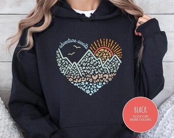 Adventure Awaits Sweatshirt, Adventure Camping Sweatshirt, Outdoor Shirt, Mountain Vacation Shirt, Wanderlust Explore More, Camping Gift