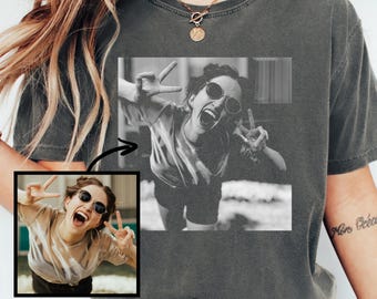 Custom Your Photo Shirt, Comfort Colors Personalized Picture Tee, Custom Gift for Birthday, Girlfriend Boyfriend Vintage Photo T-Shirt