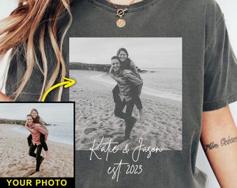 Personalized Couple Shirt, Custom Your Photo Tee, Vintage Couple Picture T-Shirt, Girlfriend or Boyfriend Tee, Wedding Anniversary Gift