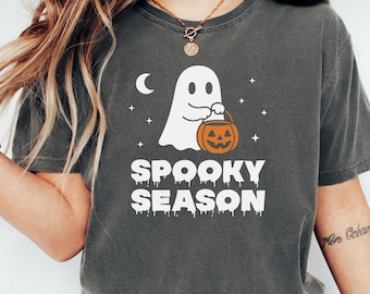 Halloween Ghost Comfort Colors Shirt, Spooky Season Cute Ghost Tee, Funny Halloween Shirt, Trick or Treat T-Shirt, Cute Fall Pumpkin Shirt