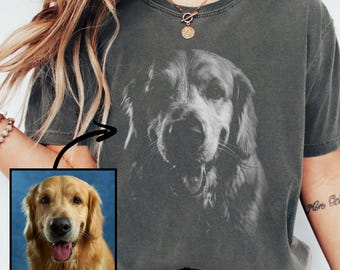 Custom Pet Photo Shirt, Personalized Dog or Cat Vintage Portrait Tee, Pet Memorial Gift, Custom Your Photo T-Shirt, Cat and Dog Lover Gift